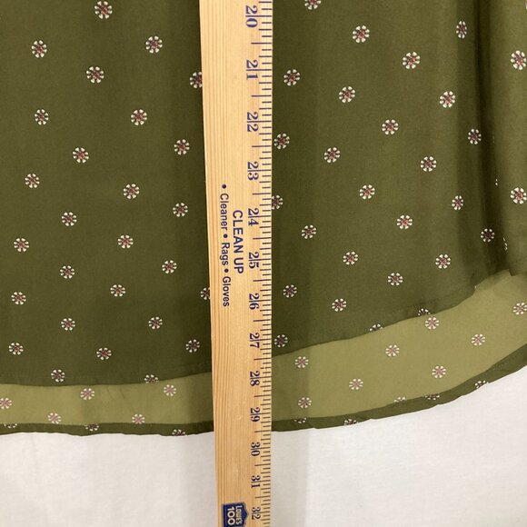 Pleione size XL Green Polka Dot V Neck Long Sleeve Popover Blouse Office - Picture 5 of 11